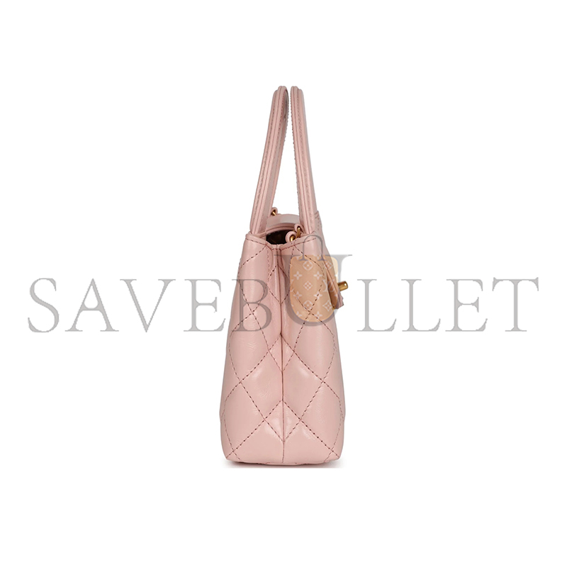 CHANEL MASTER SMALL KELLY SHOPPER CALFSKIN LIGHT PINK GOLD HARDWARE AS4416 (19*13*7cm)